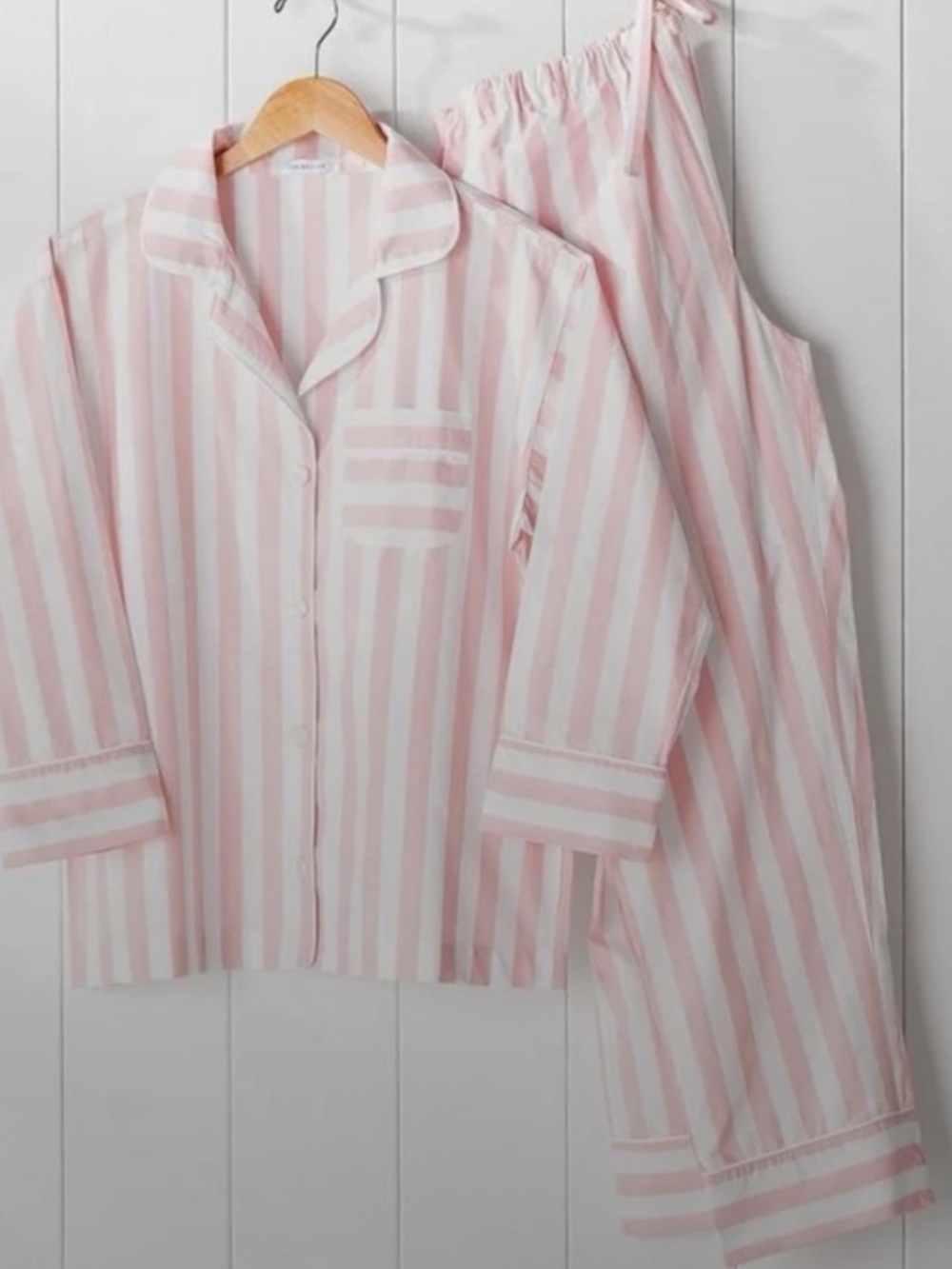 Serena & Lily Pink and White Striped Cotton Pajama Set